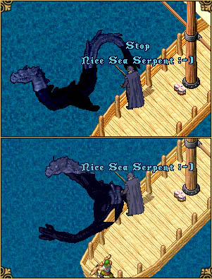 Shillard chumming it up with a Sea Serpent